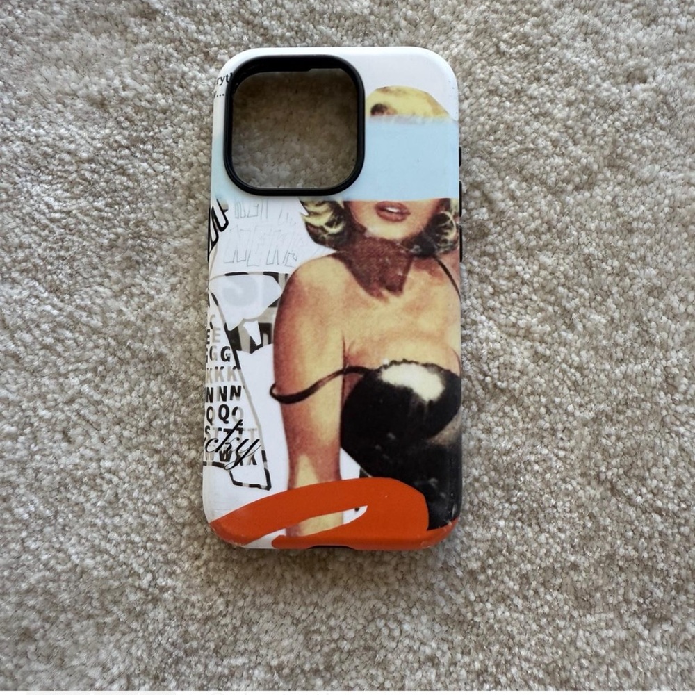 Stylish White Pop-Art Phone Case with Orange Accent